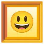 quadro incorniciato + faccina con sorriso e occhi spalancati