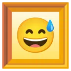 quadro incorniciato + faccina con sorriso e goccia di sudore