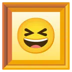 quadro incorniciato + sorriso a bocca aperta con occhi chiusi