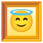 quadro incorniciato + faccina con sorriso e aureola