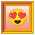 quadro incorniciato + faccina con sorriso e occhi a cuore