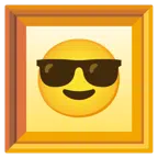 quadro incorniciato + faccina con sorriso e occhiali da sole