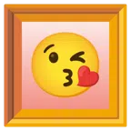 quadro incorniciato + faccina che manda un bacio
