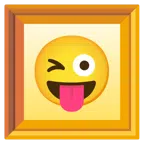 quadro incorniciato + faccina che fa l’occhiolino e mostra la lingua