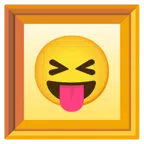 quadro incorniciato + faccina che strizza gli occhi e mostra la lingua