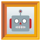 quadro incorniciato + faccina di robot