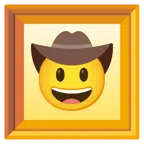 quadro incorniciato + faccina con cappello da cowboy