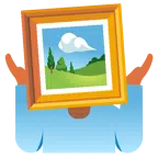 quadro incorniciato + persona che scrolla le spalle