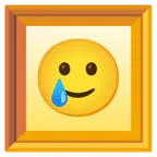 quadro incorniciato + faccina sorridente con lacrima