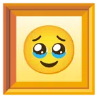 quadro incorniciato + faccina che trattiene le lacrime
