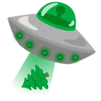 disco volante + albero sempreverde