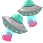 disco volante + cuori che girano