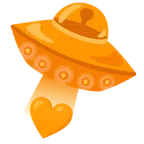 disco volante + cuore arancione