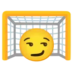 ゴールネット + 薄笑いをする顔