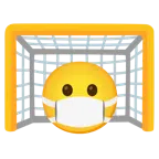 ゴールネット + マスク顔