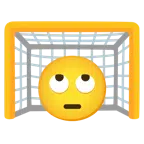 ゴールネット + 上を見る顔
