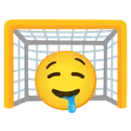 ゴールネット + よだれを垂らした顔