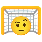 ゴールネット + 眉を上げた顔