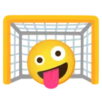 ゴールネット + ふざけた顔