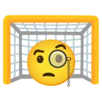 ゴールネット + モノクルを付けた顔