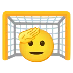 ゴールネット + 敬礼する顔