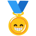medaglia d’oro + faccina raggiante con occhi felici