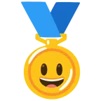 medaglia d’oro + faccina con sorriso e occhi spalancati