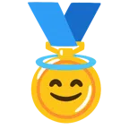 medaglia d’oro + faccina con sorriso e aureola