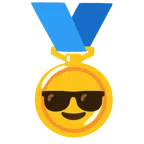 medaglia d’oro + faccina con sorriso e occhiali da sole