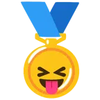 medaglia d’oro + faccina che strizza gli occhi e mostra la lingua