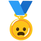 medaglia d’oro + faccina imbronciata con bocca aperta