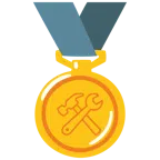 medaglia d’oro + martello e chiave inglese