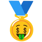 medaglia d’oro + faccina avida di denaro
