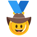 medaglia d’oro + faccina con cappello da cowboy