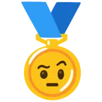 medaglia d’oro + faccina con sopracciglia alzate