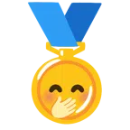 medaglia d’oro + faccina con mano sulla bocca