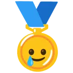 medaglia d’oro + faccina sorridente con lacrima