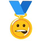 medaglia d’oro + bocca che morde il labbro
