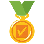 medaglia d’oro + pulsante segno di spunta