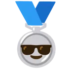 medaglia d’argento + faccina con sorriso e occhiali da sole