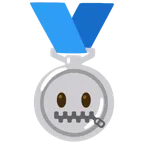 medaglia d’argento + faccina con bocca con cerniera