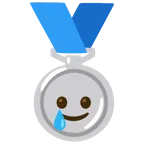 medaglia d’argento + faccina sorridente con lacrima