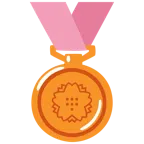 medaglia di bronzo + fiore bianco