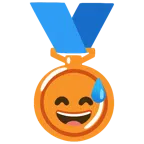 medaglia di bronzo + faccina con sorriso e goccia di sudore