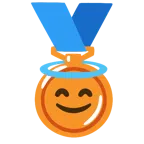 medaglia di bronzo + faccina con sorriso e aureola