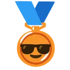medaglia di bronzo + faccina con sorriso e occhiali da sole