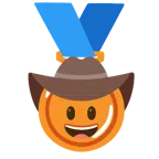 medaglia di bronzo + faccina con cappello da cowboy