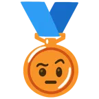 medaglia di bronzo + faccina con sopracciglia alzate
