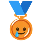 medaglia di bronzo + faccina sorridente con lacrima