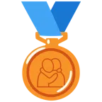 medaglia di bronzo + persone che si abbracciano